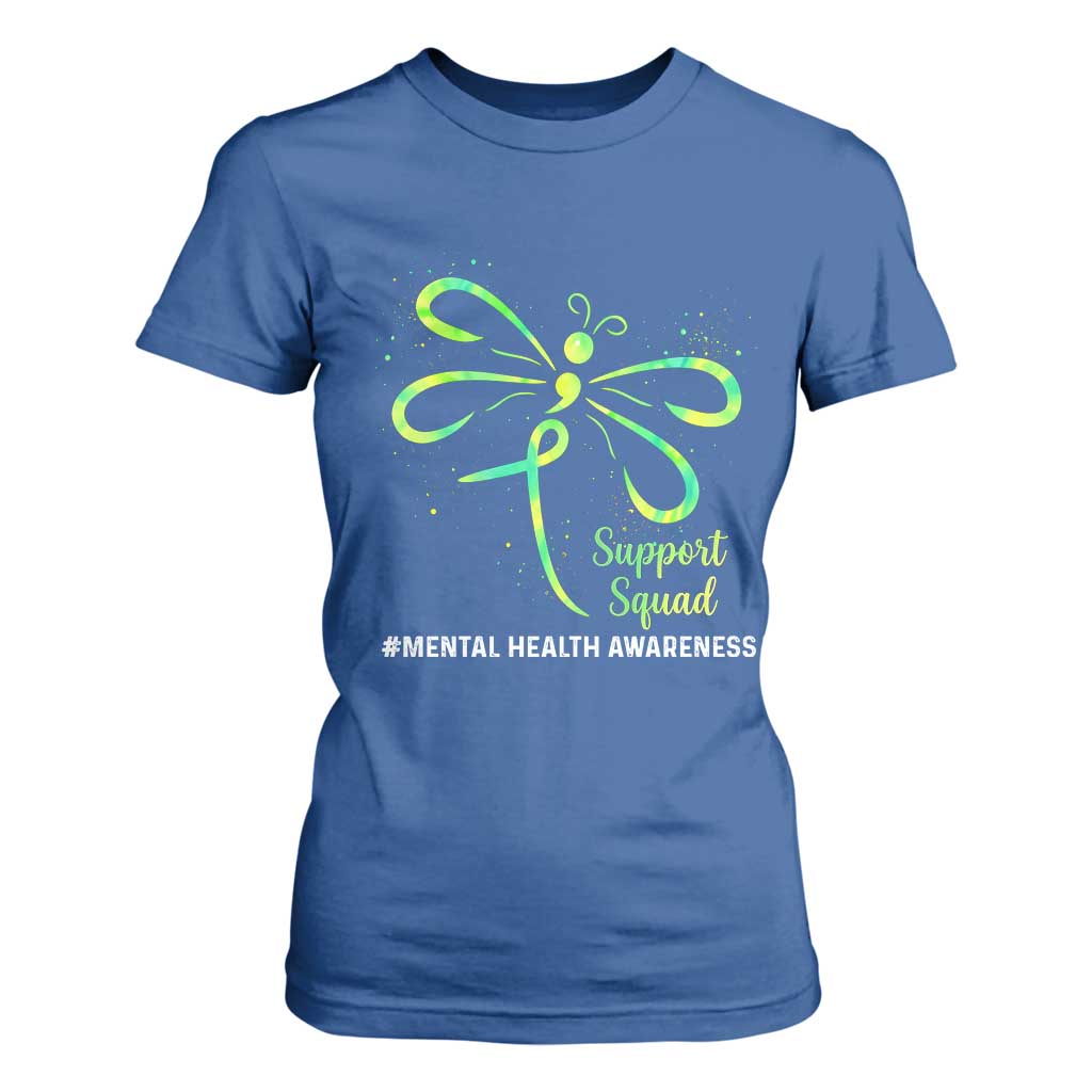 Mental Health Awarenes T Shirt For Women Support Squad Green Ribbon TS14 Royal Blue Print Your Wear
