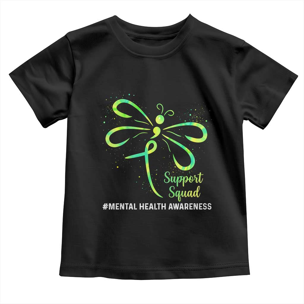 Mental Health Awarenes Toddler T Shirt Support Squad Green Ribbon TS14 Black Print Your Wear
