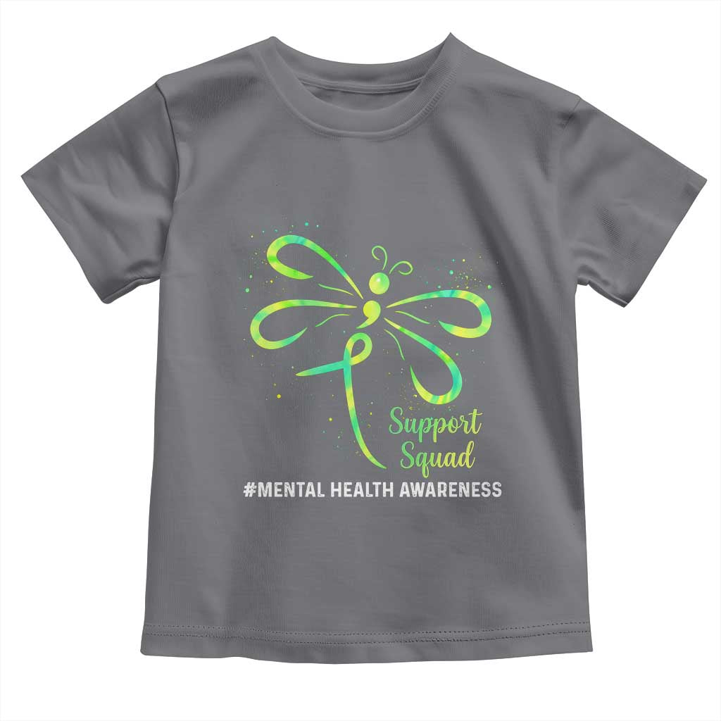 Mental Health Awarenes Toddler T Shirt Support Squad Green Ribbon TS14 Charcoal Print Your Wear