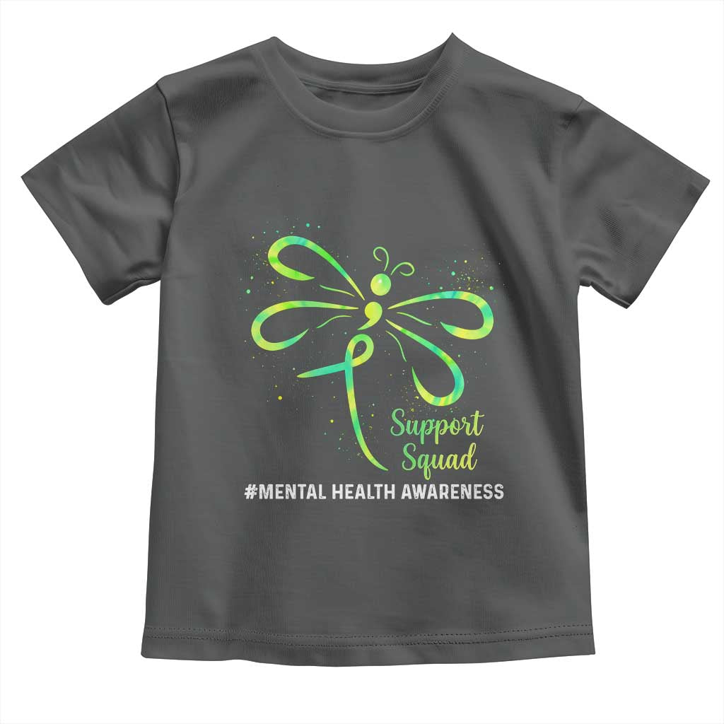 Mental Health Awarenes Toddler T Shirt Support Squad Green Ribbon TS14 Dark Heather Print Your Wear