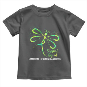 Mental Health Awarenes Toddler T Shirt Support Squad Green Ribbon TS14 Dark Heather Print Your Wear