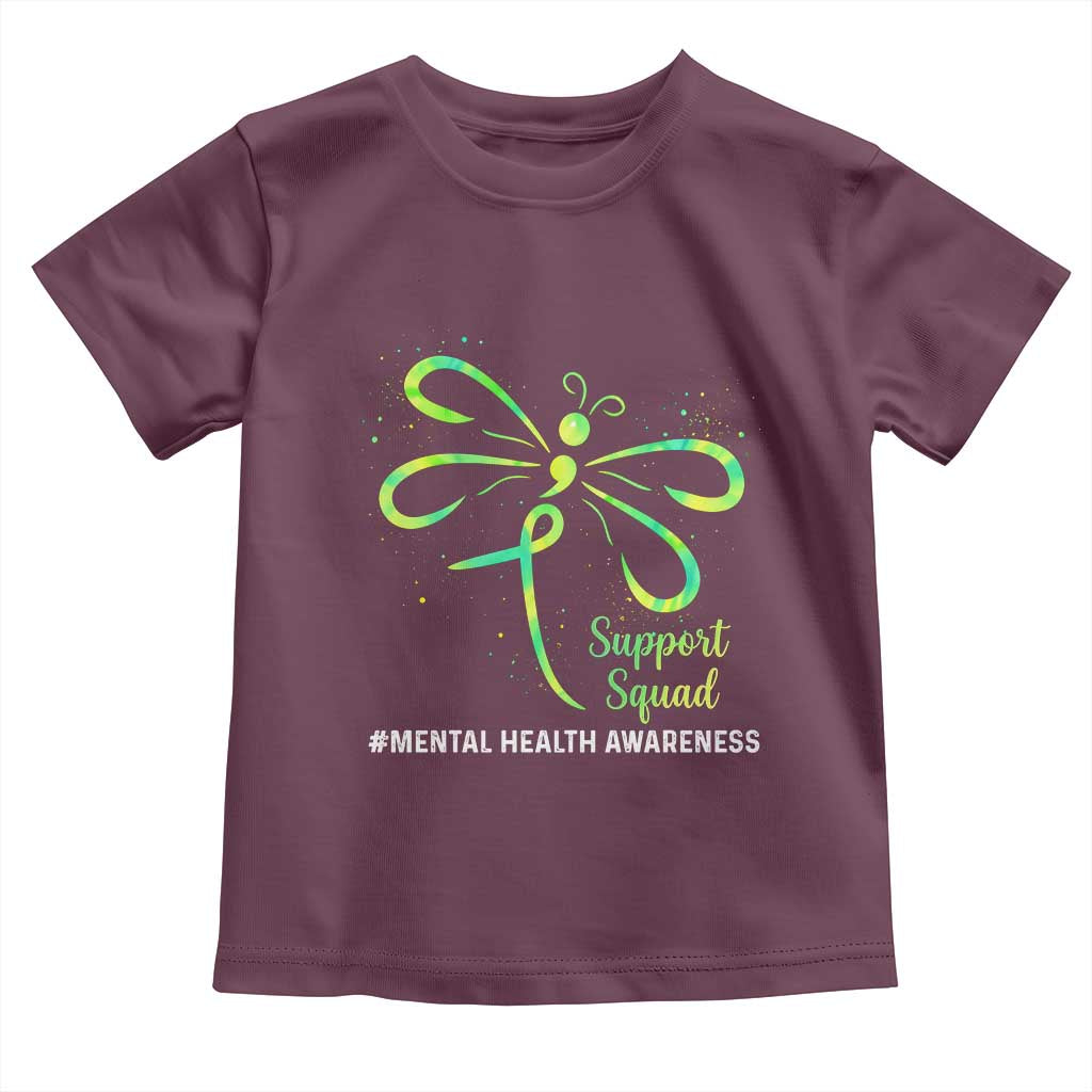 Mental Health Awarenes Toddler T Shirt Support Squad Green Ribbon TS14 Maroon Print Your Wear