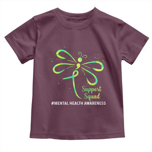 Mental Health Awarenes Toddler T Shirt Support Squad Green Ribbon TS14 Maroon Print Your Wear