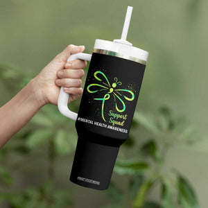 Mental Health Awarenes Tumbler With Handle Support Squad Green Ribbon TS14 Print Your Wear
