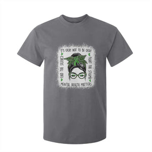 Mental Health Matters T Shirt For Kid Messy Bun Green Ribbon Support TS14 Charcoal Print Your Wear