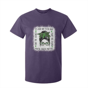 Mental Health Matters T Shirt For Kid Messy Bun Green Ribbon Support TS14 Purple Print Your Wear