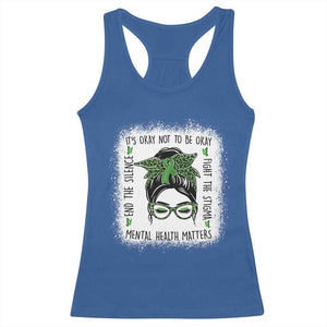 Mental Health Matters Racerback Tank Top Messy Bun Green Ribbon Support TS14 Royal Blue Print Your Wear