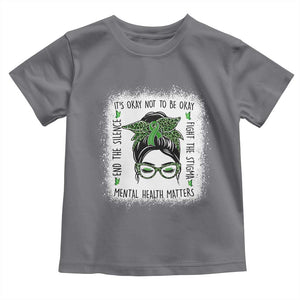 Mental Health Matters Toddler T Shirt Messy Bun Green Ribbon Support TS14 Charcoal Print Your Wear