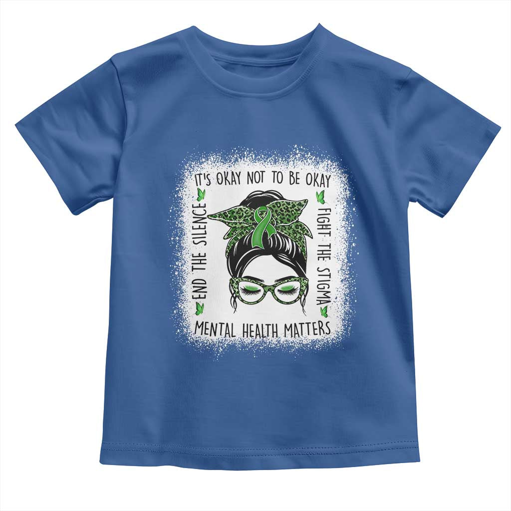 Mental Health Matters Toddler T Shirt Messy Bun Green Ribbon Support TS14 Royal Blue Print Your Wear