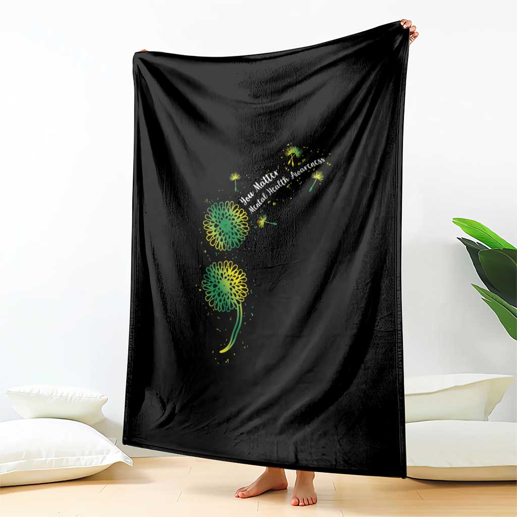 Mental Health Awarenes Throw Blanket Semicolon Dandelion You Matter TS14 Print Your Wear