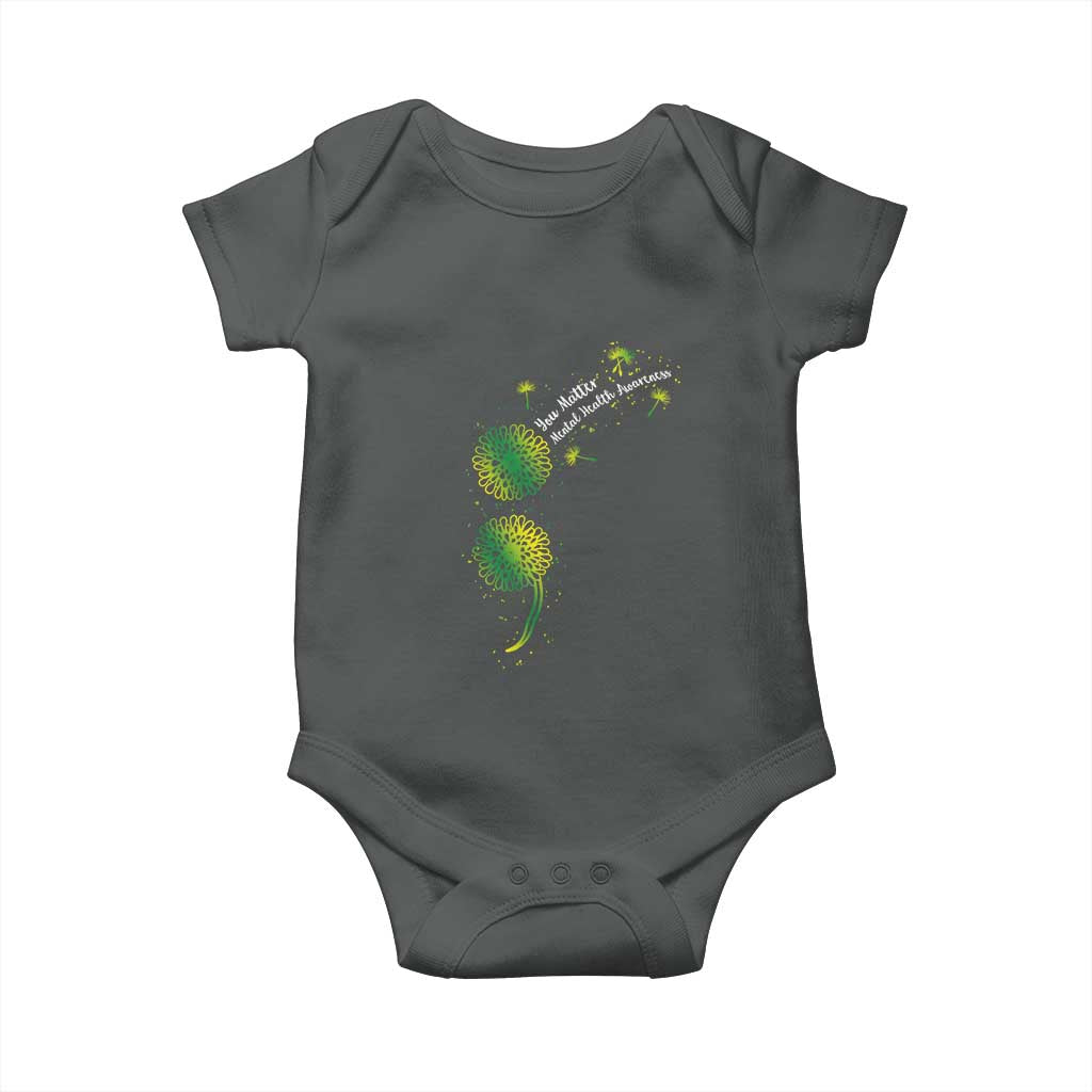 Mental Health Awarenes Baby Onesie Semicolon Dandelion You Matter TS14 Dark Heather Print Your Wear