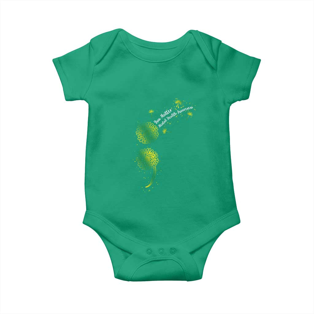 Mental Health Awarenes Baby Onesie Semicolon Dandelion You Matter TS14 Irish Green Print Your Wear