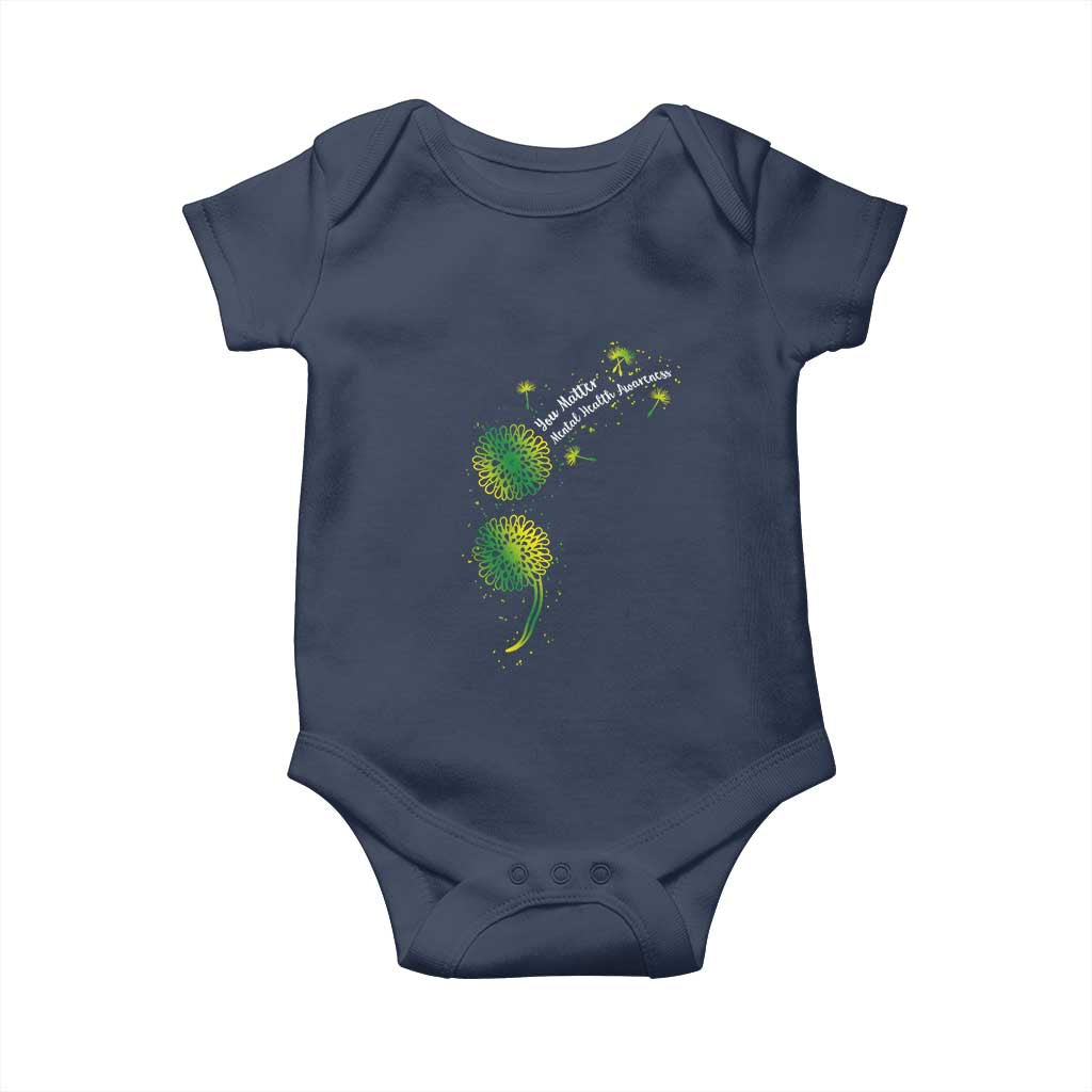 Mental Health Awarenes Baby Onesie Semicolon Dandelion You Matter TS14 Navy Print Your Wear