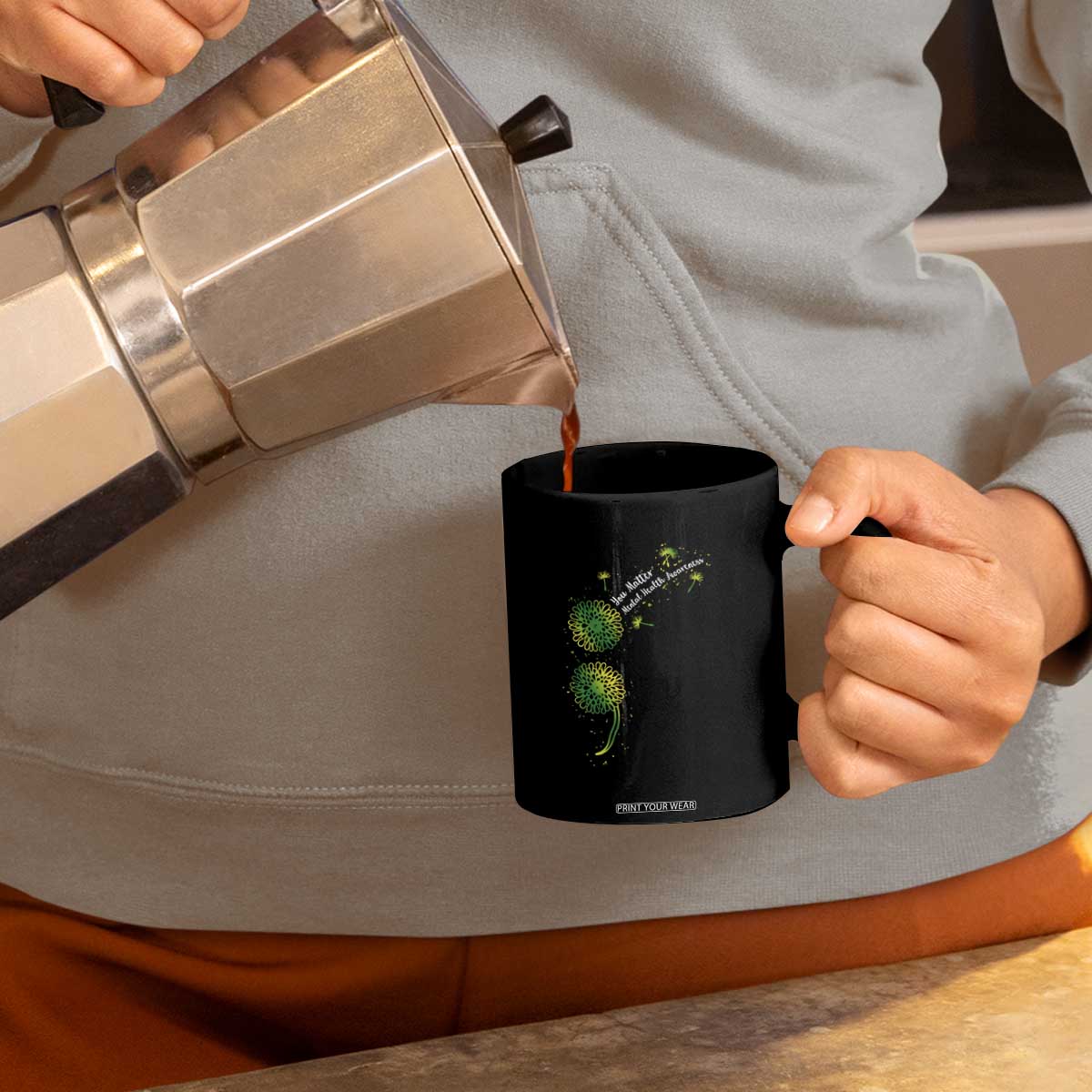 Mental Health Awarenes Coffee Mug Semicolon Dandelion You Matter TS14 Print Your Wear