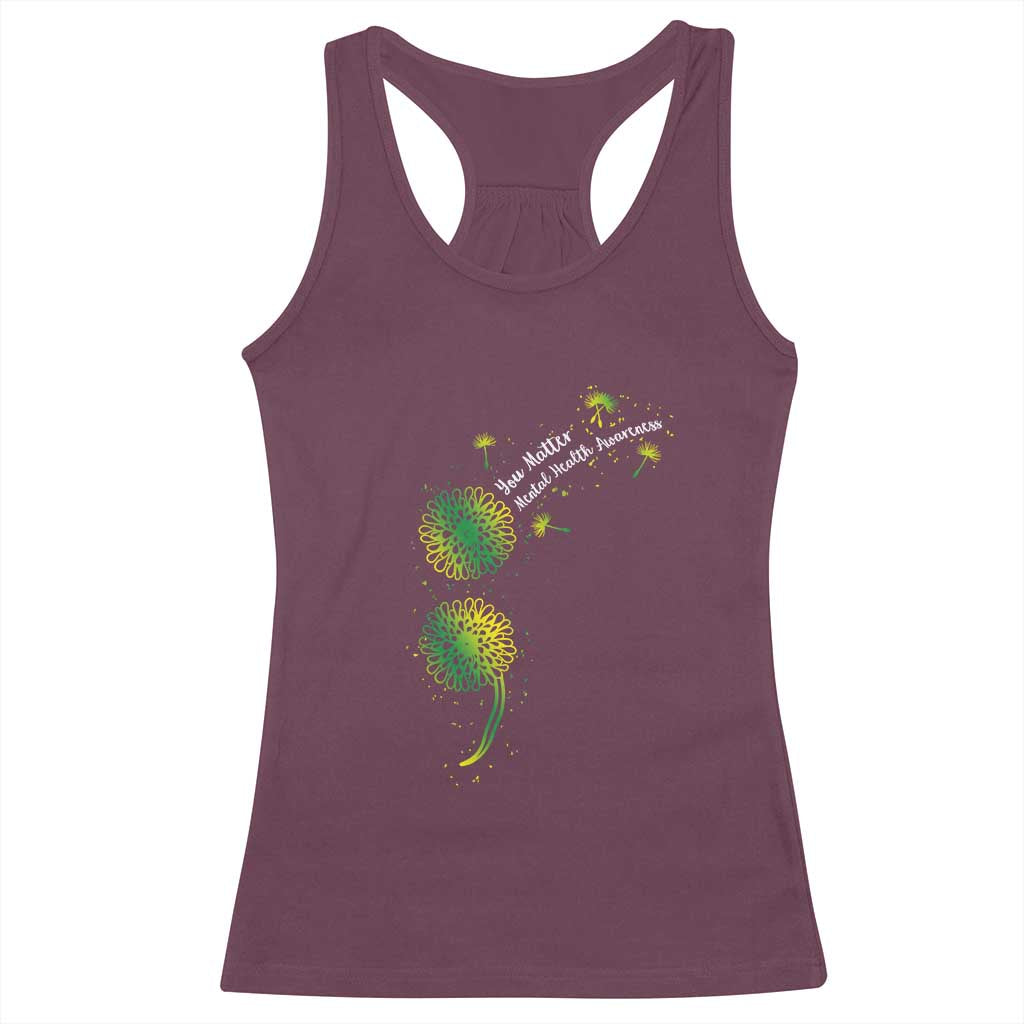 Mental Health Awarenes Racerback Tank Top Semicolon Dandelion You Matter TS14 Maroon Print Your Wear