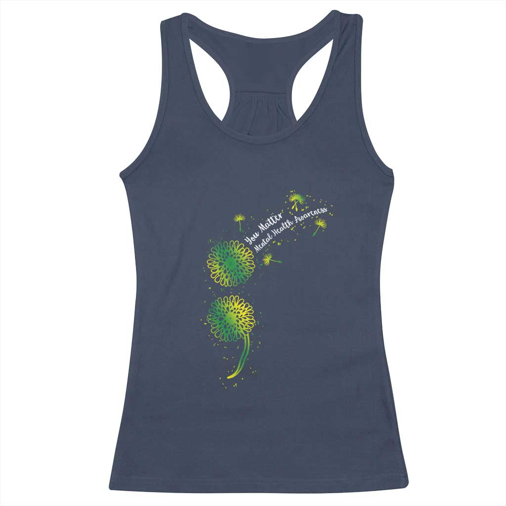 Mental Health Awarenes Racerback Tank Top Semicolon Dandelion You Matter TS14 Navy Print Your Wear