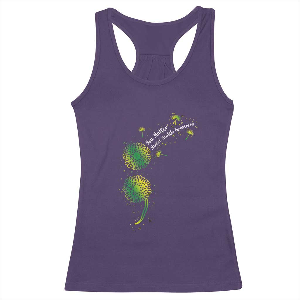 Mental Health Awarenes Racerback Tank Top Semicolon Dandelion You Matter TS14 Purple Print Your Wear