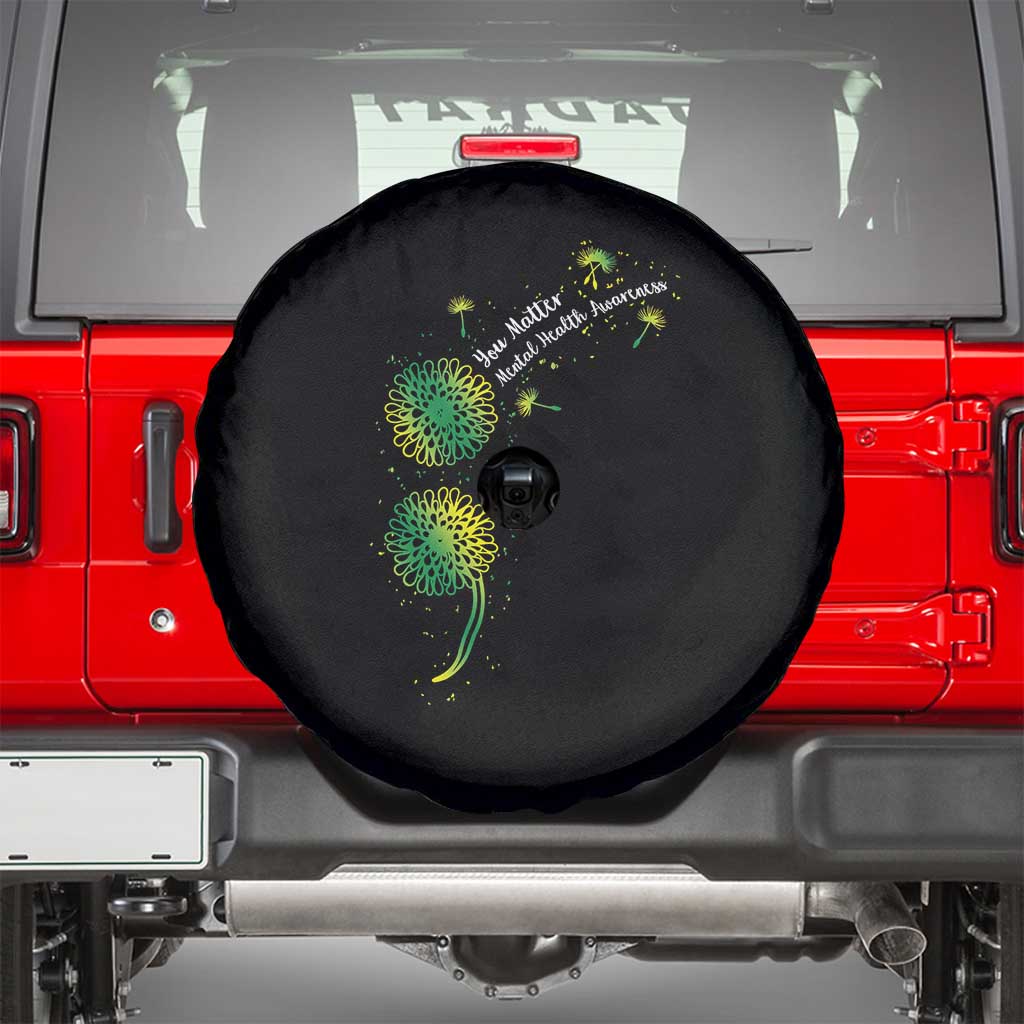 Mental Health Awarenes Spare Tire Cover Semicolon Dandelion You Matter TS14 Black Print Your Wear