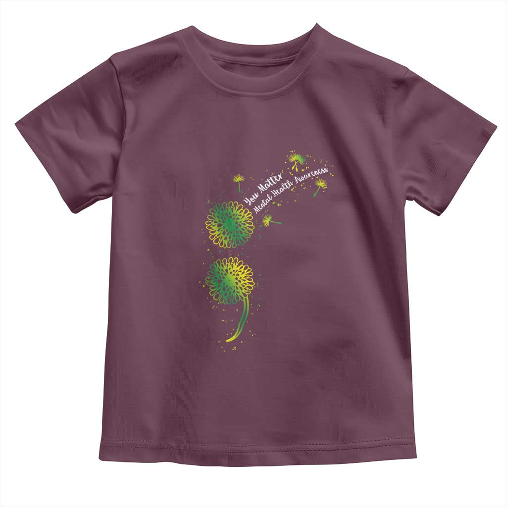 Mental Health Awarenes Toddler T Shirt Semicolon Dandelion You Matter TS14 Maroon Print Your Wear