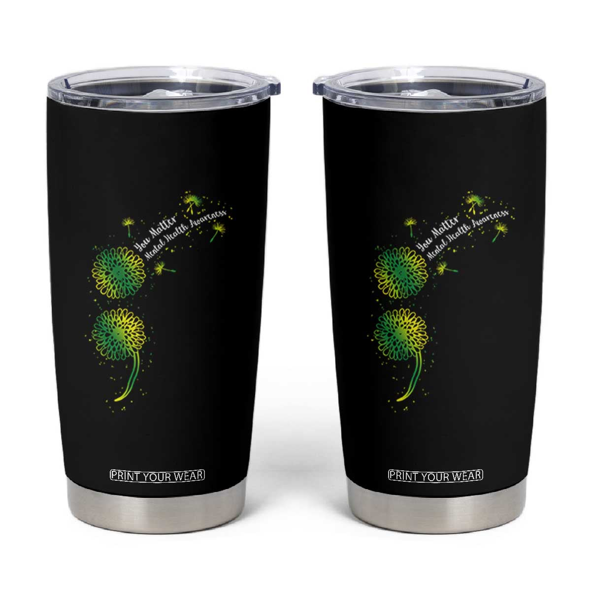 Mental Health Awarenes Tumbler Cup Semicolon Dandelion You Matter TS14 Black Print Your Wear