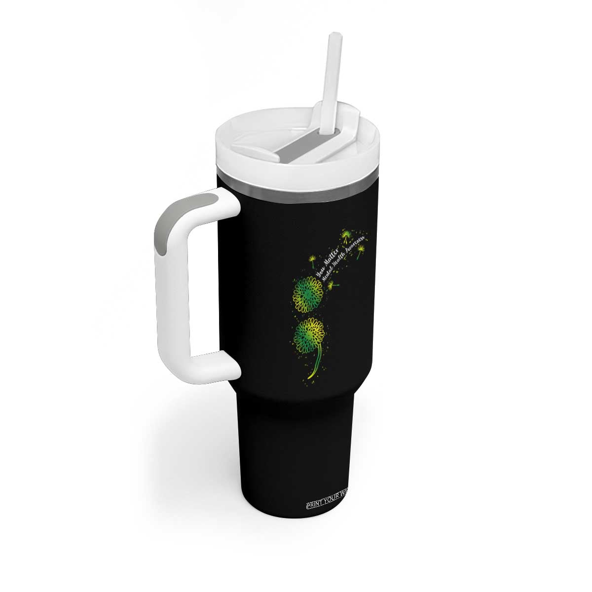 Mental Health Awarenes Tumbler With Handle Semicolon Dandelion You Matter TS14 Print Your Wear