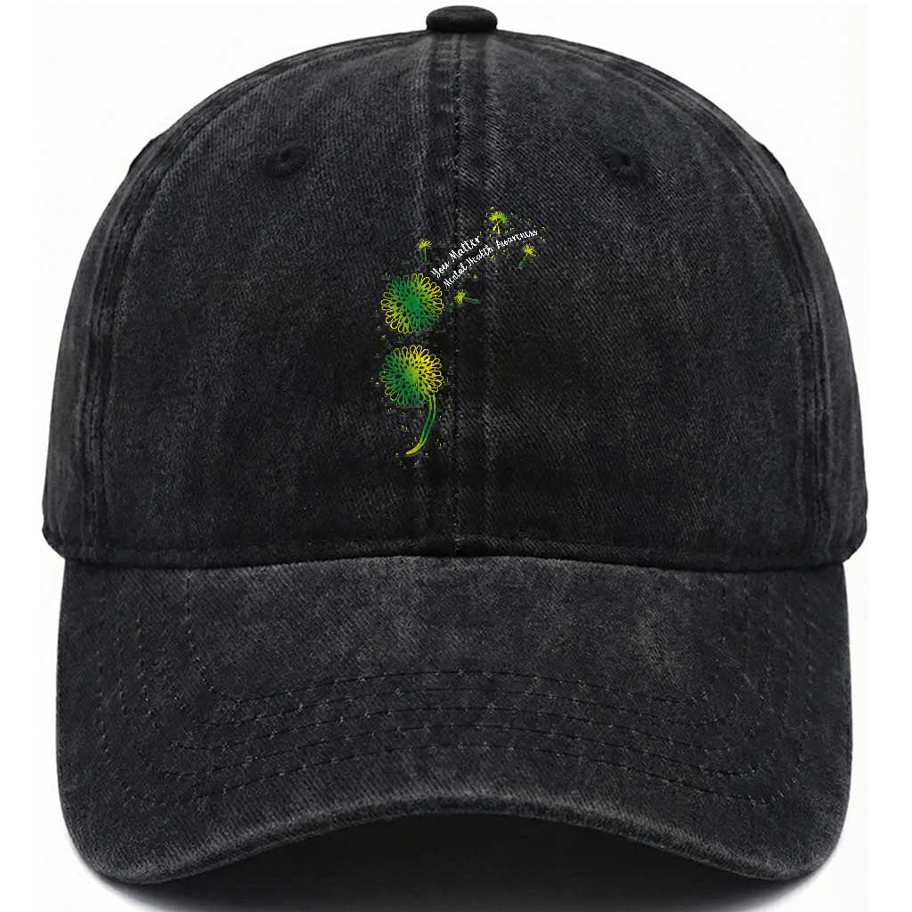 Mental Health Awarenes Washed Cotton Baseball Cap Semicolon Dandelion You Matter TS14 Print Your Wear