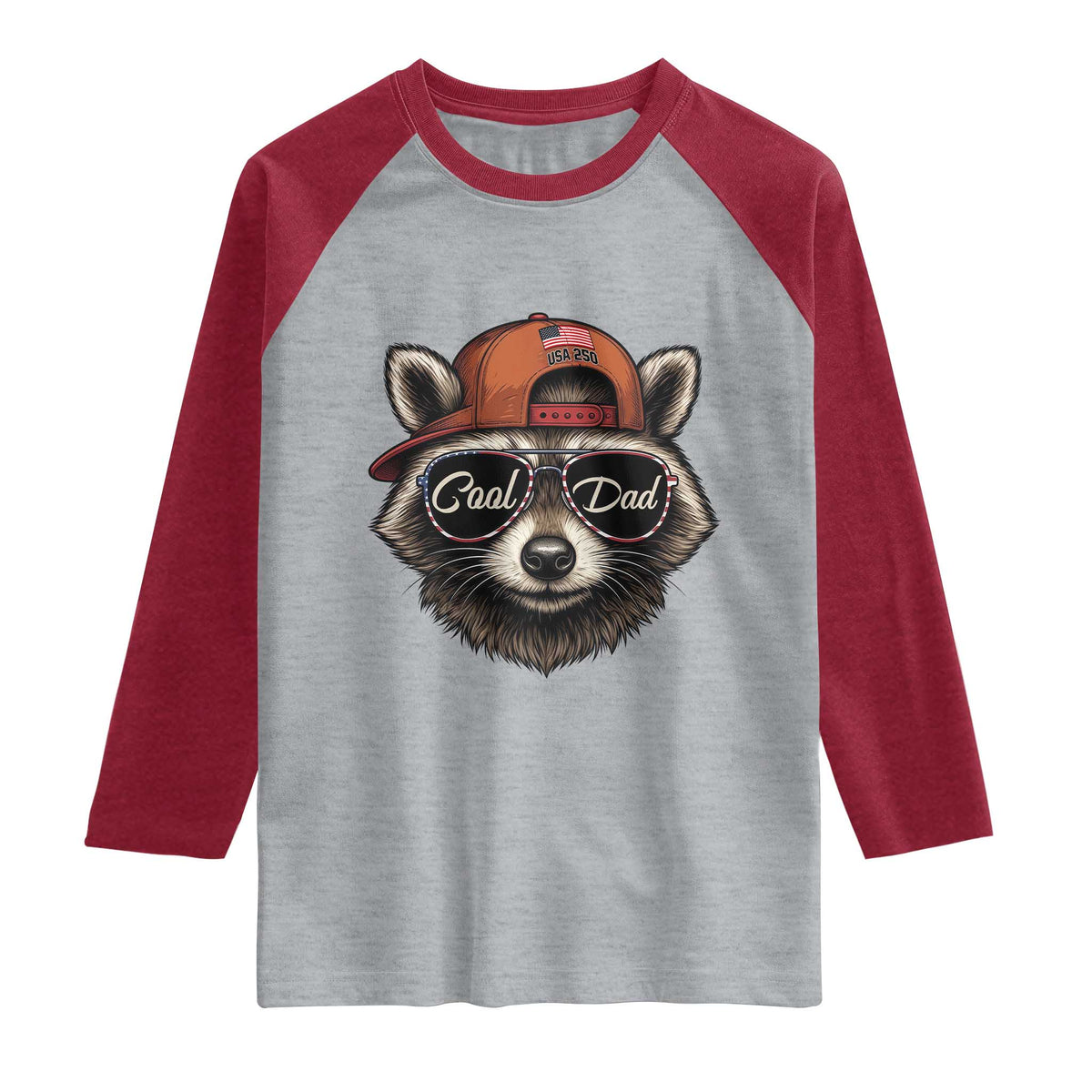 Cool Dad Raglan Shirt Raccoon Daddy Father's Day Gift
