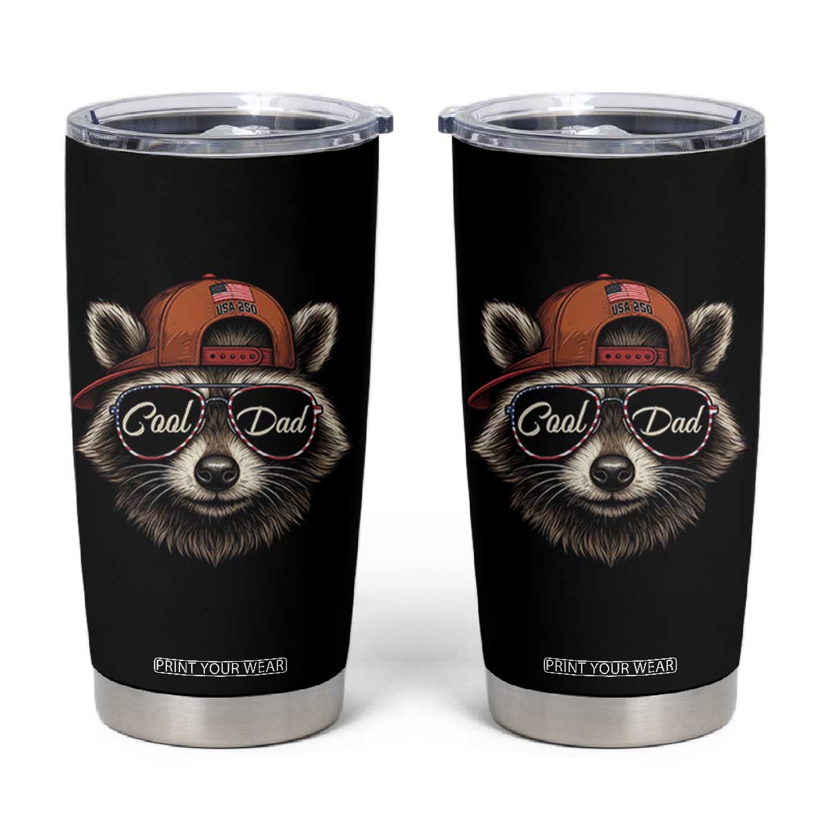Cool Dad Tumbler Cup Raccoon Daddy Father's Day Gift TS14 Black Print Your Wear