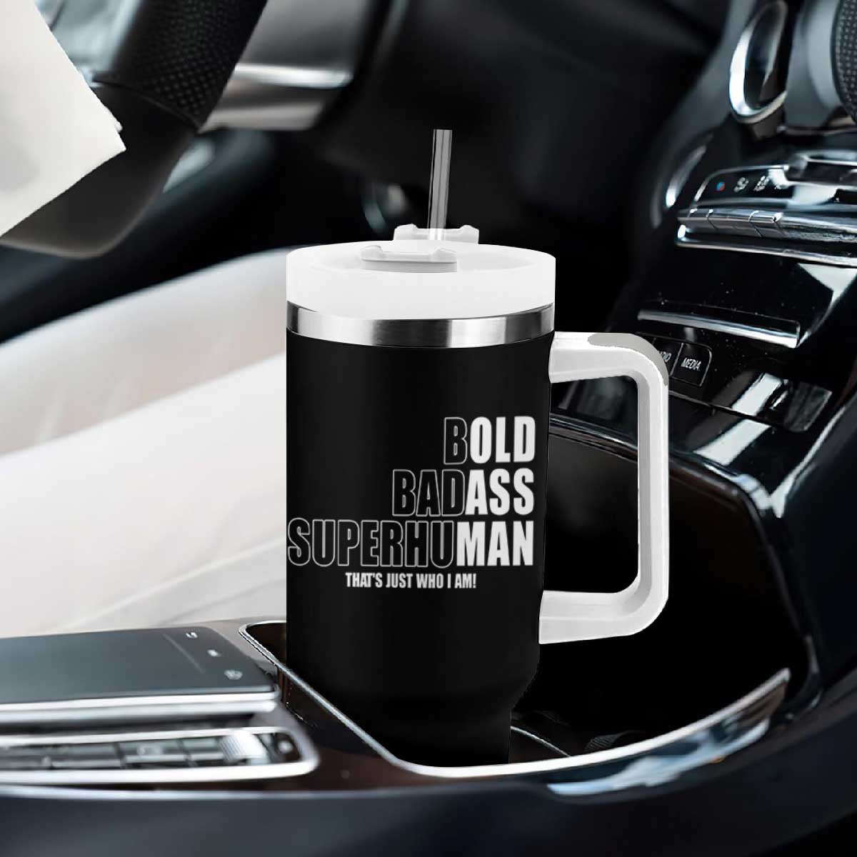 Bold Badass Superhuman Old Ass Man Tumbler With Handle Funny Grandpa Dad Motivational Quote