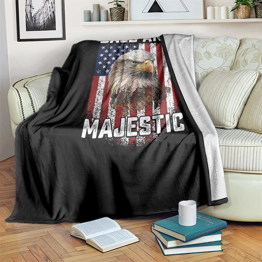 Bald and Majestic Bald Eagle 4th of July Throw Blanket Funny Dad Husband Grandpa Joke