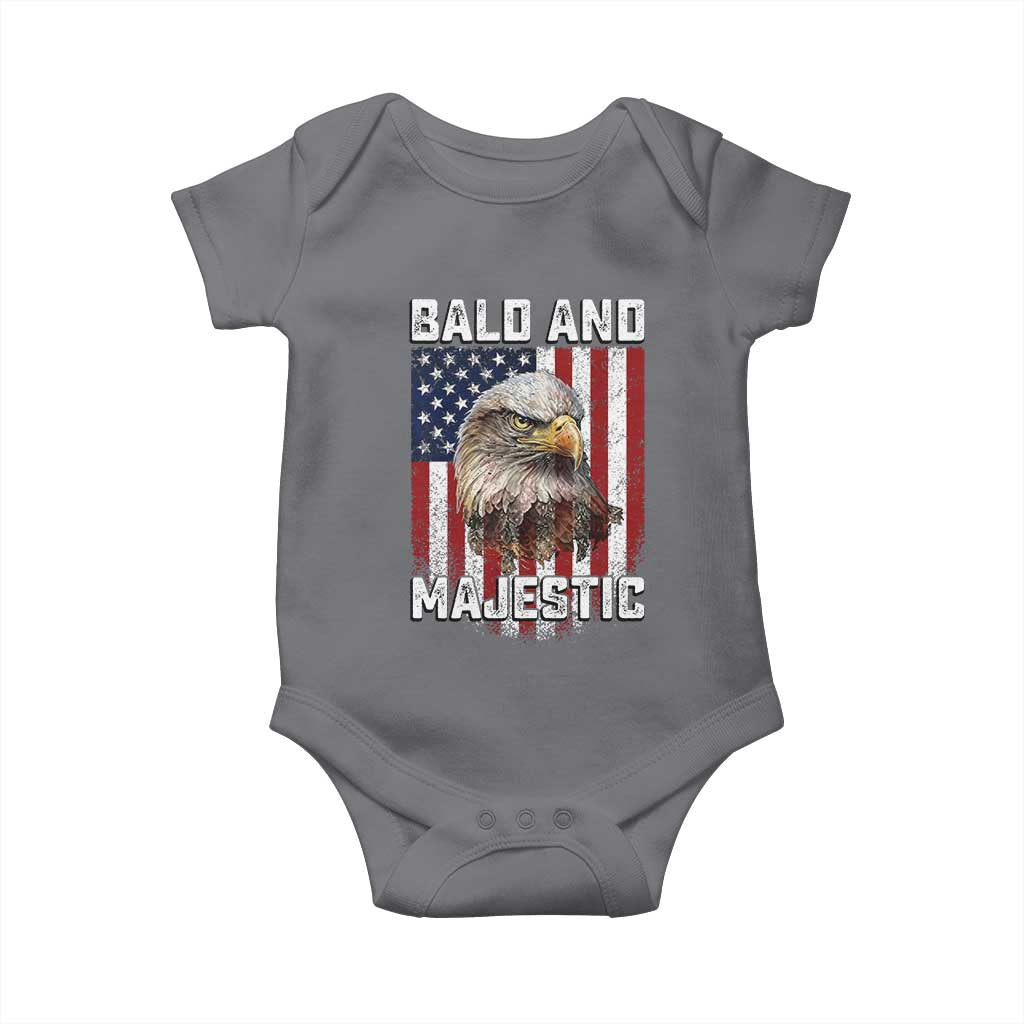 Bald and Majestic Bald Eagle 4th of July Baby Onesie Funny Dad Husband Grandpa Joke