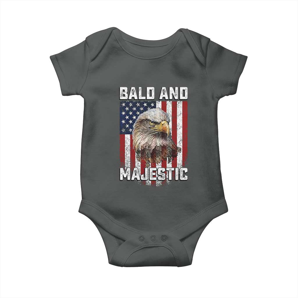 Bald and Majestic Bald Eagle 4th of July Baby Onesie Funny Dad Husband Grandpa Joke