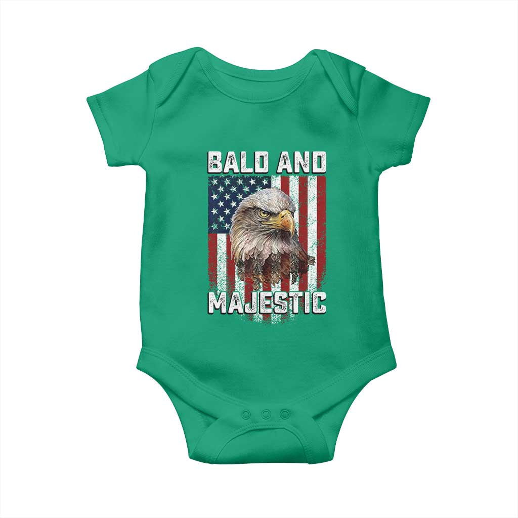 Bald and Majestic Bald Eagle 4th of July Baby Onesie Funny Dad Husband Grandpa Joke