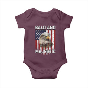 Bald and Majestic Bald Eagle 4th of July Baby Onesie Funny Dad Husband Grandpa Joke