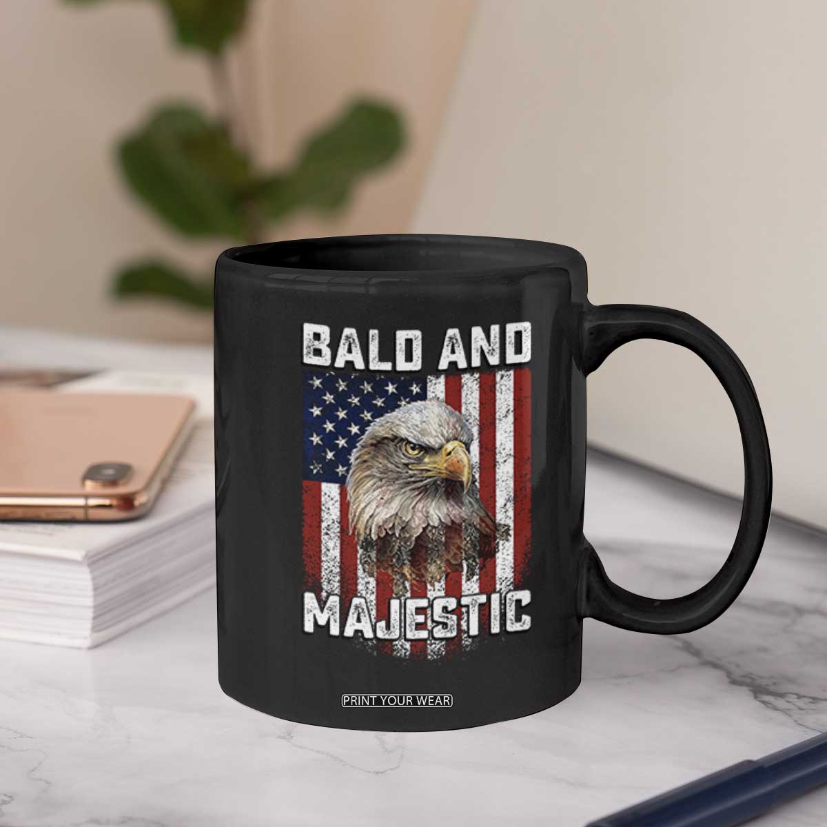 Bald and Majestic Bald Eagle 4th of July Coffee Mug Funny Dad Husband Grandpa Joke