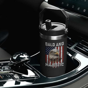 Bald and Majestic Bald Eagle 4th of July Flip Straw Tumbler Funny Dad Husband Grandpa Joke