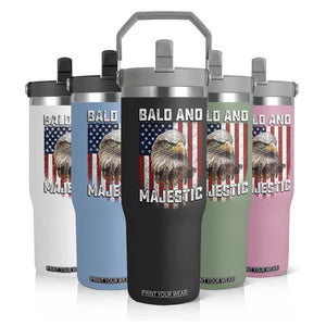 Bald and Majestic Bald Eagle 4th of July Flip Straw Tumbler Funny Dad Husband Grandpa Joke
