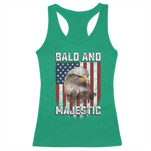 Bald and Majestic Bald Eagle 4th of July Racerback Tank Top Funny Dad Husband Grandpa Joke