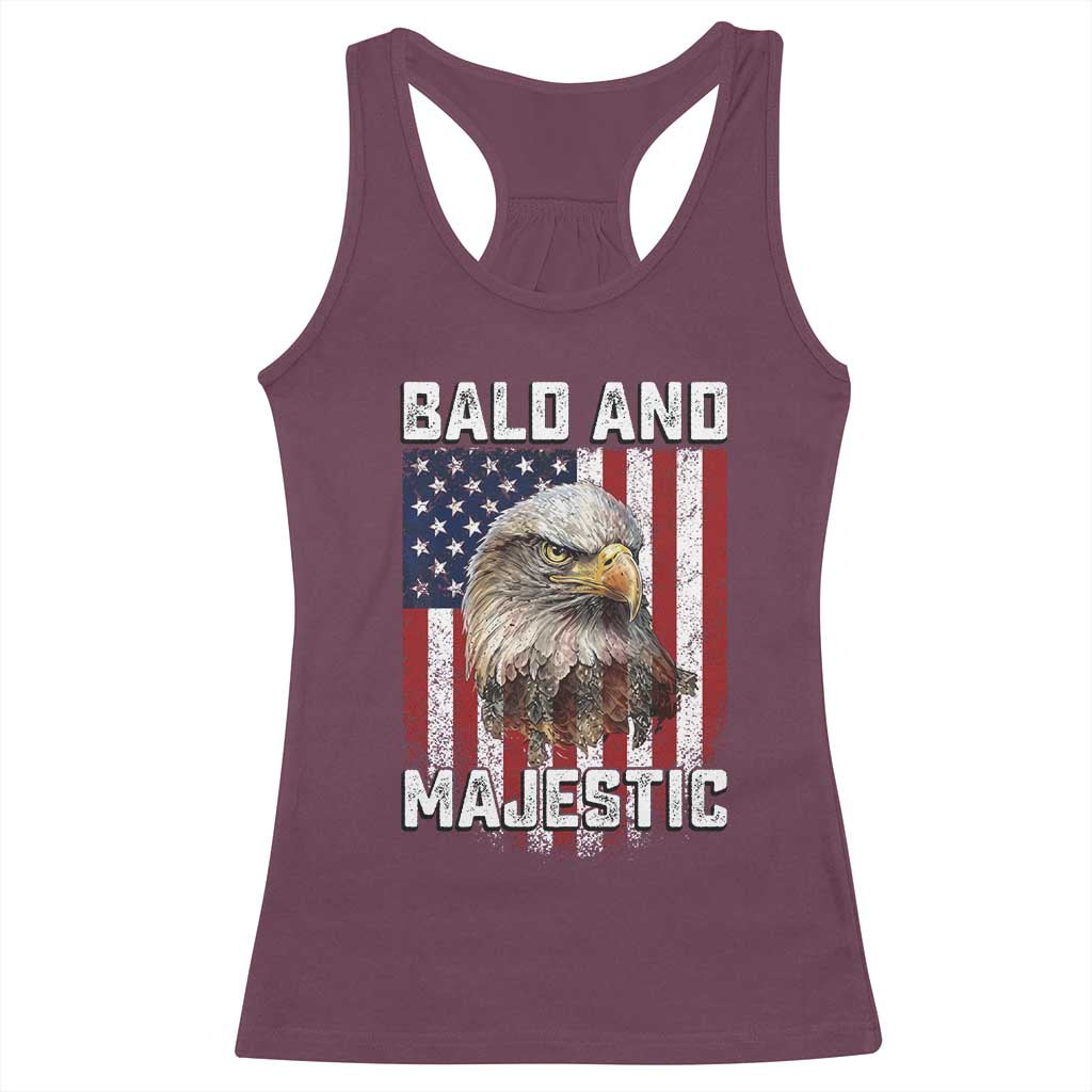 Bald and Majestic Bald Eagle 4th of July Racerback Tank Top Funny Dad Husband Grandpa Joke
