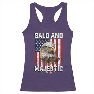 Bald and Majestic Bald Eagle 4th of July Racerback Tank Top Funny Dad Husband Grandpa Joke
