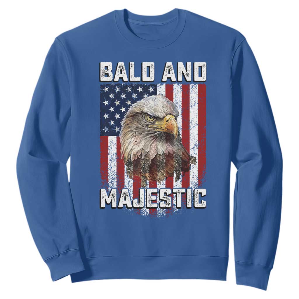 Bald and Majestic Bald Eagle 4th of July Sweatshirt Funny Dad Husband Grandpa Joke