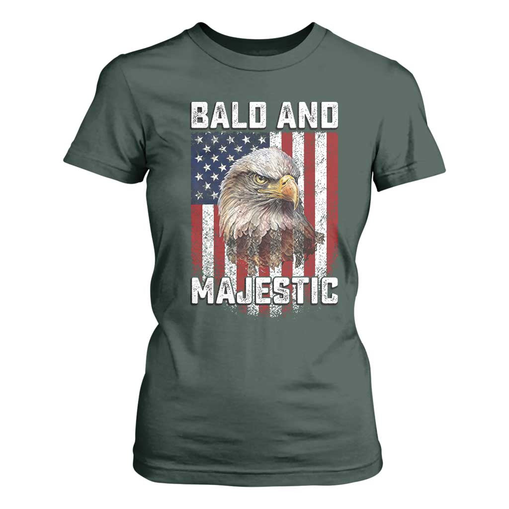 Bald and Majestic Bald Eagle 4th of July T Shirt For Women Funny Dad Husband Grandpa Joke
