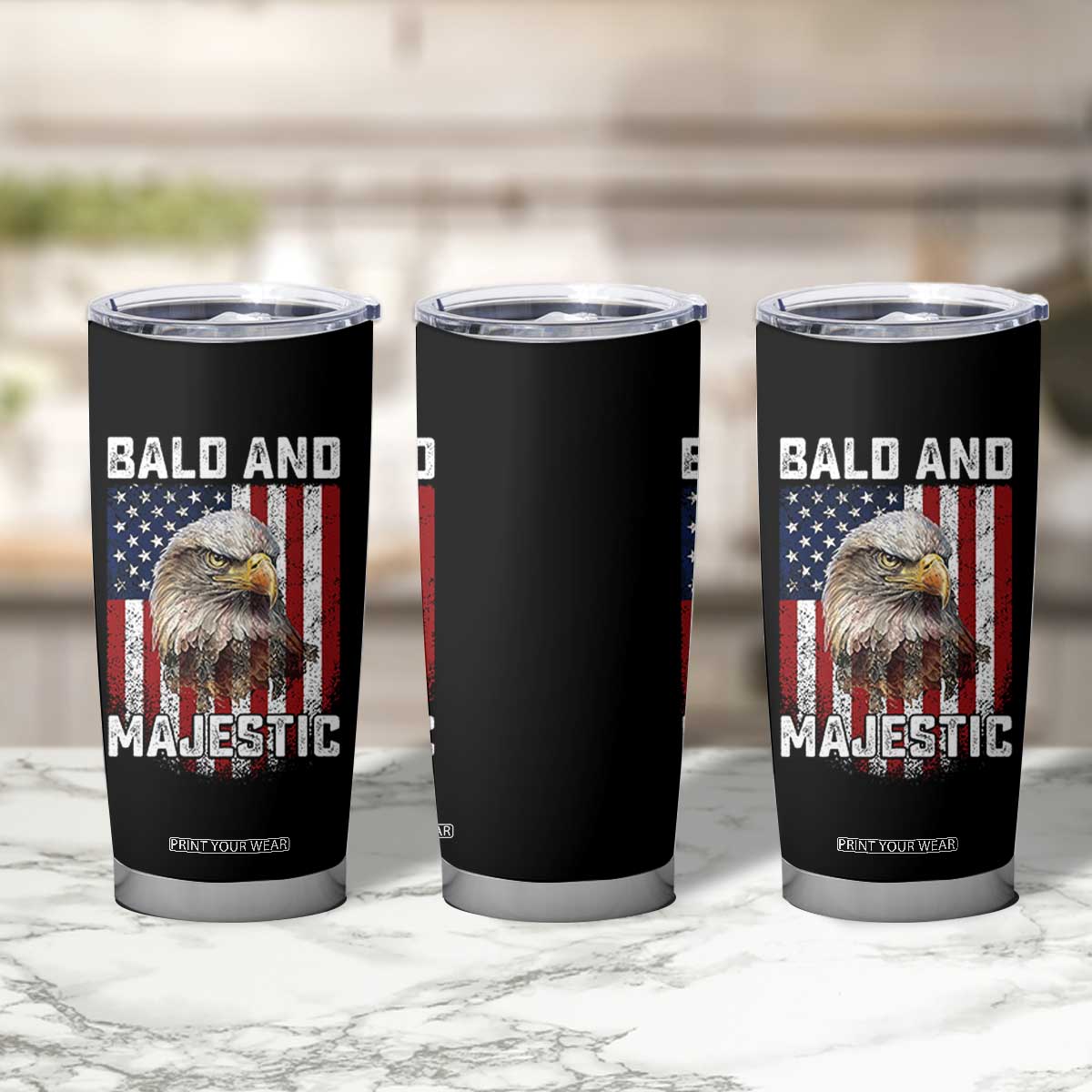 Bald and Majestic Bald Eagle 4th of July Tumbler Cup Funny Dad Husband Grandpa Joke