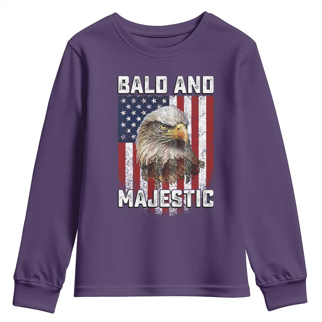 Bald and Majestic Bald Eagle 4th of July Youth Sweatshirt Funny Dad Husband Grandpa Joke