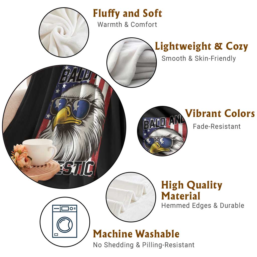 Bald and Majestic Throw Blanket Patriotic Bald Eagle 4th Of July