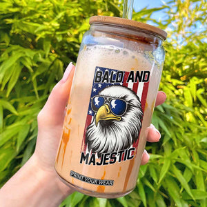 Bald and Majestic Glass Can Patriotic Bald Eagle 4th Of July