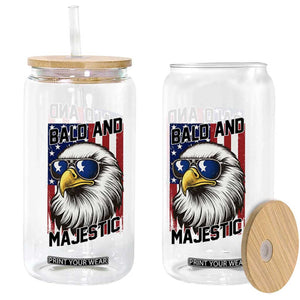 Bald and Majestic Glass Can Patriotic Bald Eagle 4th Of July