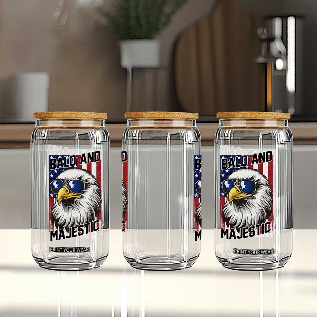 Bald and Majestic Glass Can Patriotic Bald Eagle 4th Of July