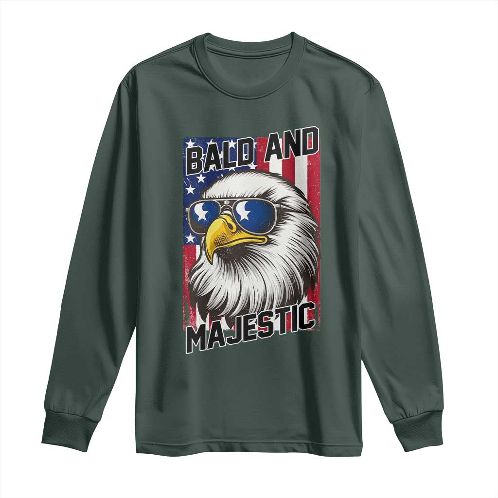 Bald and Majestic Long Sleeve Shirt Patriotic Bald Eagle 4th Of July
