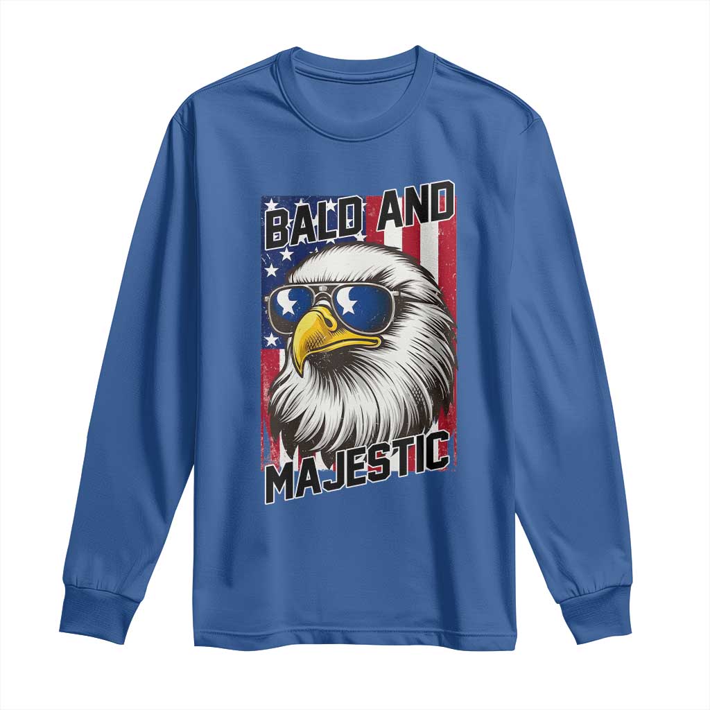 Bald and Majestic Long Sleeve Shirt Patriotic Bald Eagle 4th Of July